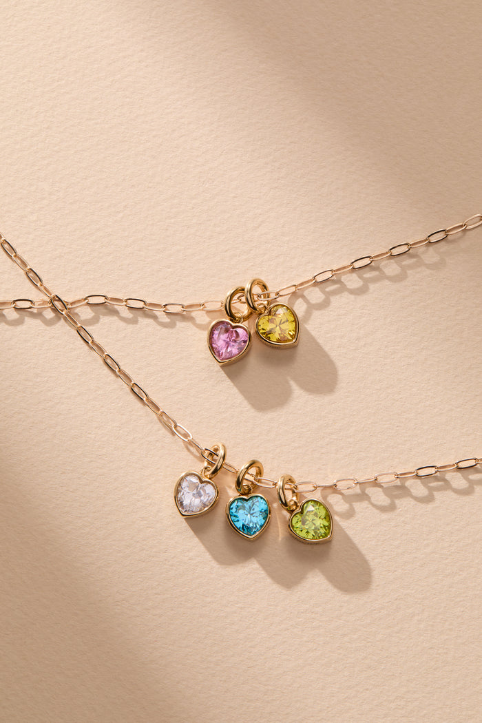 August 'Radiance' Heart Birthstone Charm