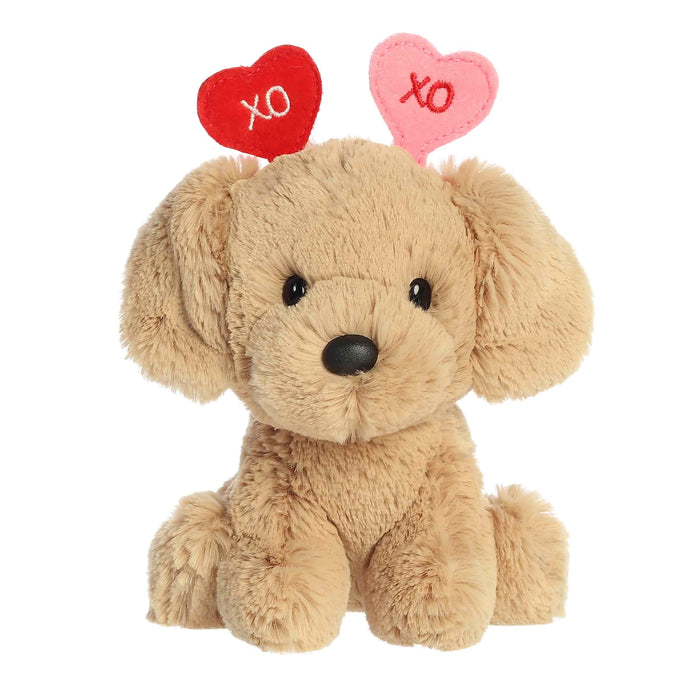 Aurora Plush 6 Inch Love on the Mind XOXO Tan Dog Valentine Plush Toy