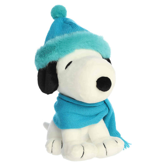 Aurora Plush 8 Inch Peanuts Blue Winter Scarf Snoopy Holiday Plush Toy
