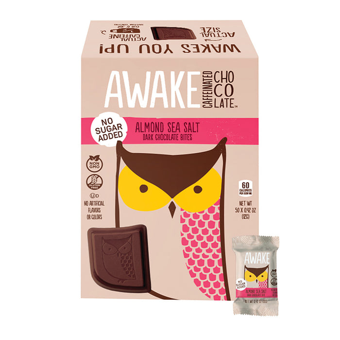 Awake Bites Dark Chocolate Almond Sea Salt Changemaker Box - 50 Count