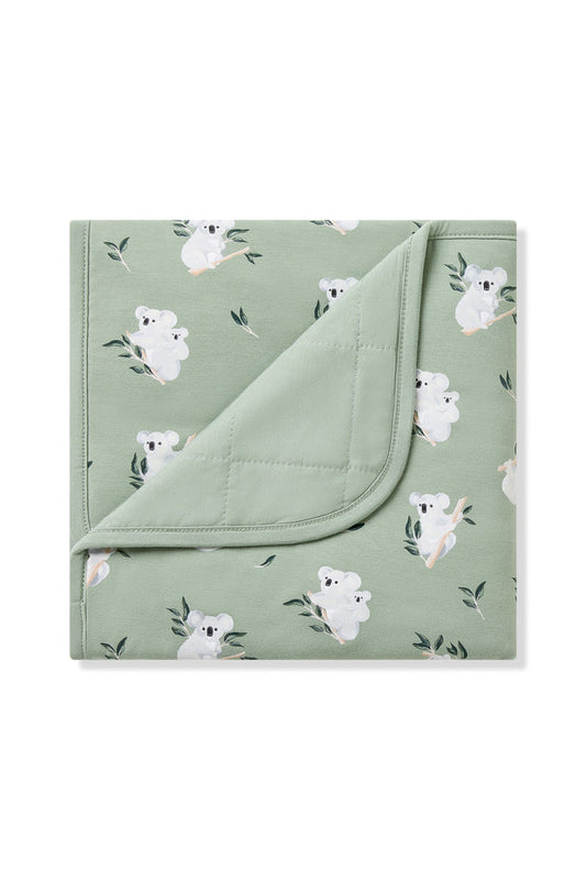 Baby Blanket with the corner flipped down showing the green backing