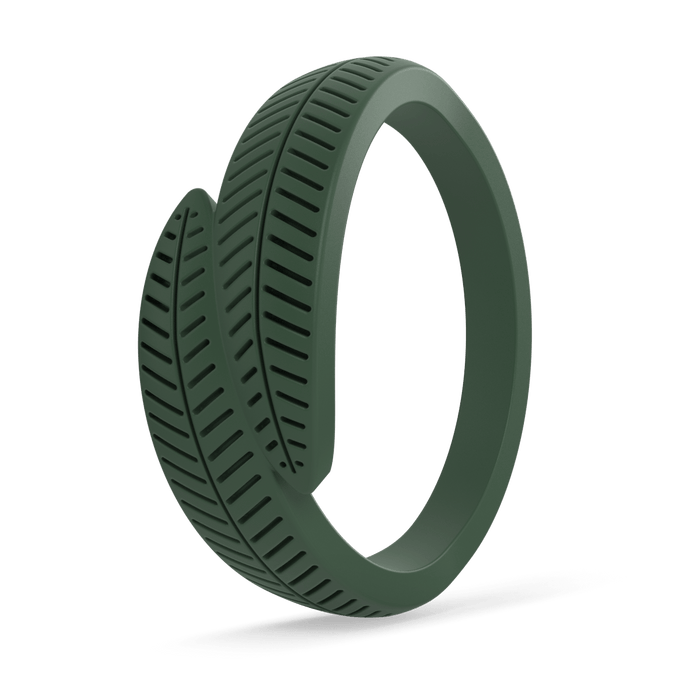 Banana Leaf Accent Silicone Ring - Spruce