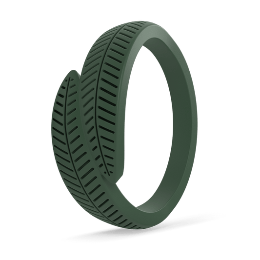 Banana Leaf Accent Silicone Ring - Spruce