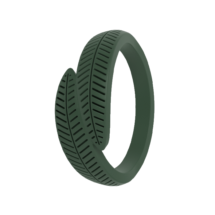 Banana Leaf Accent Silicone Ring - Spruce