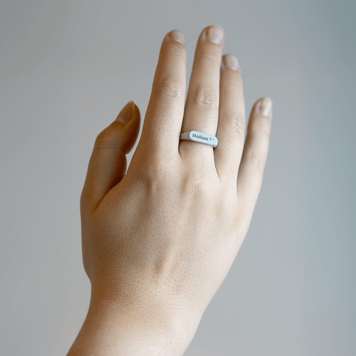 Bar Ring Signet Silicone Ring - Silver Lilac