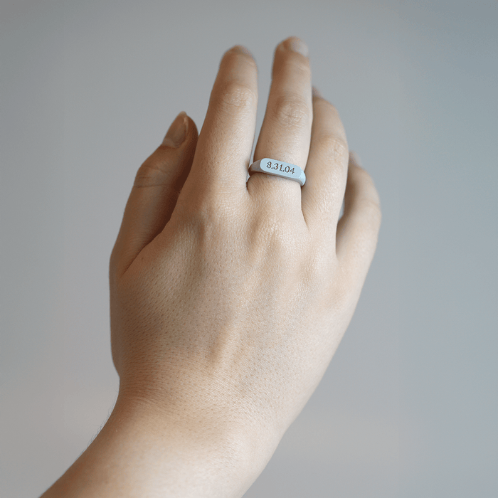 Bar Ring Signet Silicone Ring - Silver Lilac