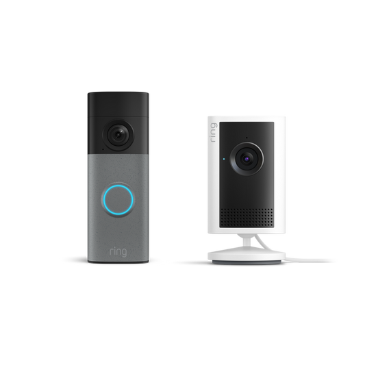 Speckled Grey:Battery Video Doorbell (newest gen) + Indoor Camera Plus (White)