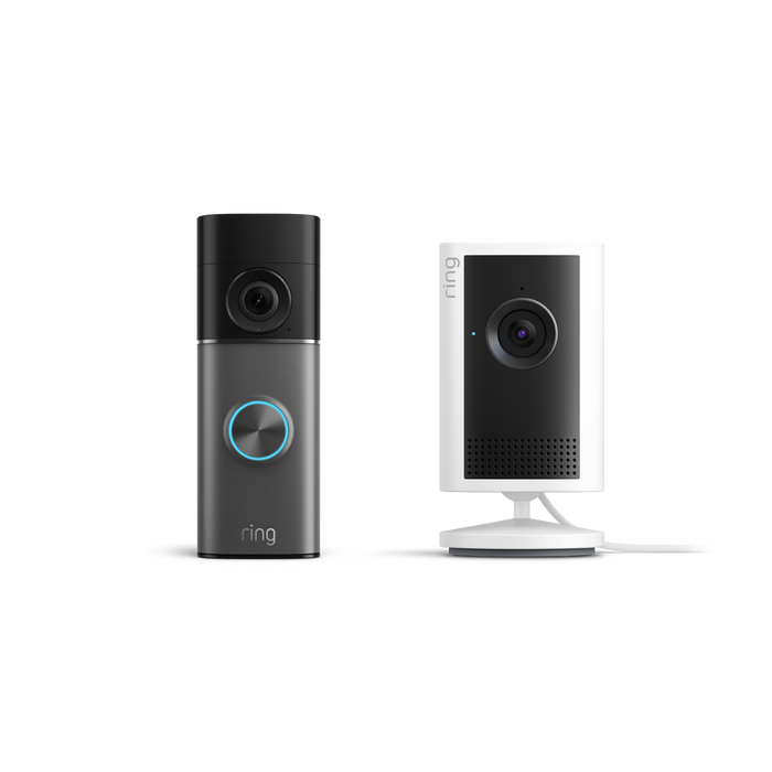 Deep Silver:Battery Video Doorbell Pro (newest generation) + White:Indoor Camera Plus