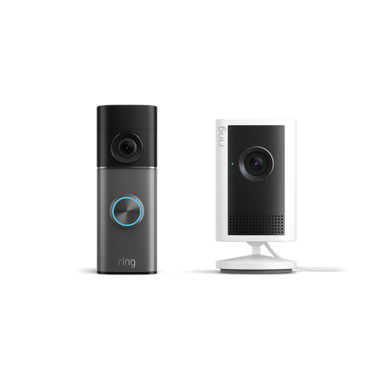 Deep Silver:Battery Video Doorbell Pro (newest generation) + White:Indoor Camera Plus