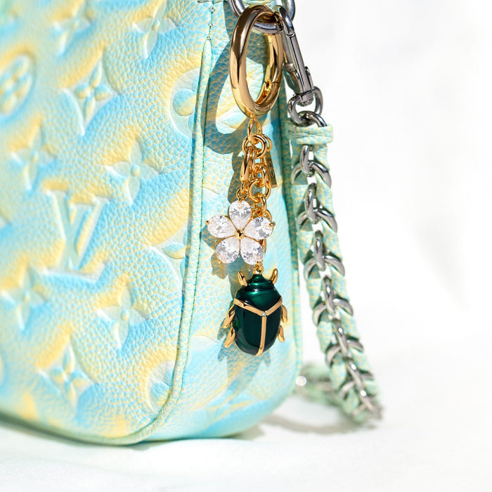 Beetle Flower Bag Charm