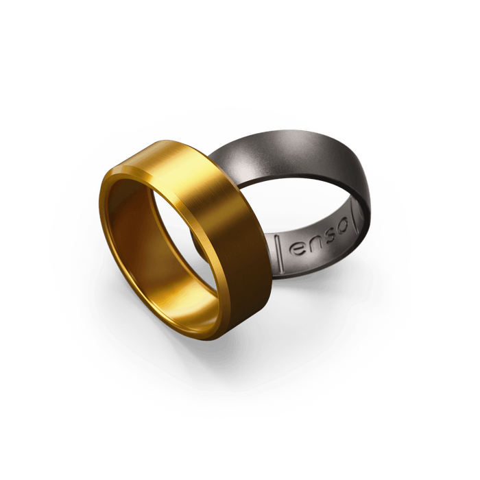 Bevel Hybrid Metal Ring - Titanium - 18K Gold Plated