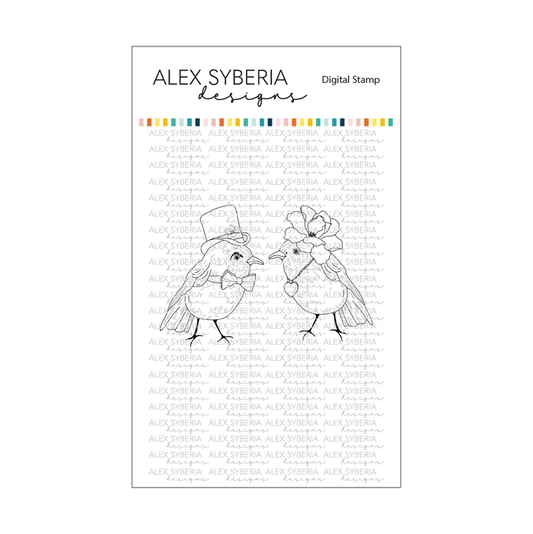 Bird Wedding Digital Stamp