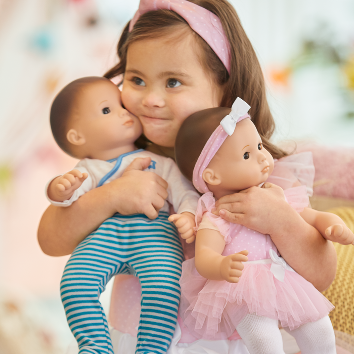 Bitty Baby® Doll #2 with brown hair in Soft Blue