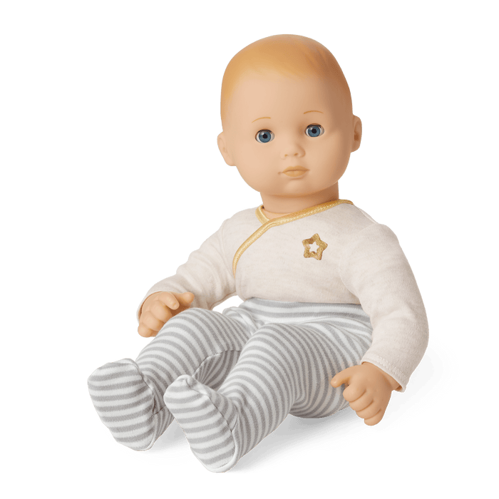 Bitty Baby® Doll #3 with blonde hair in Cloud Gray