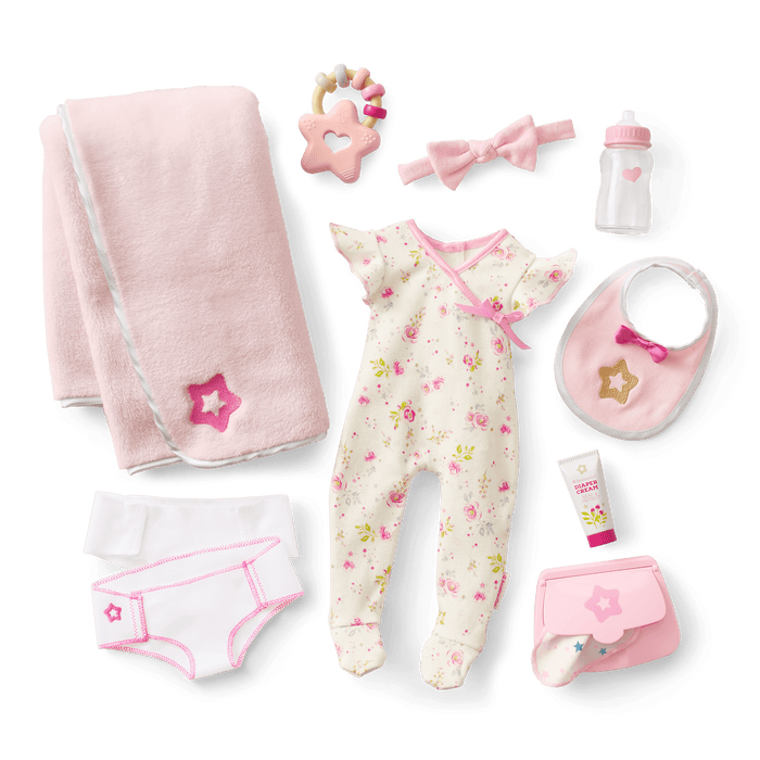 Bitty Baby® Doll #5 with brown hair Care & Play Set