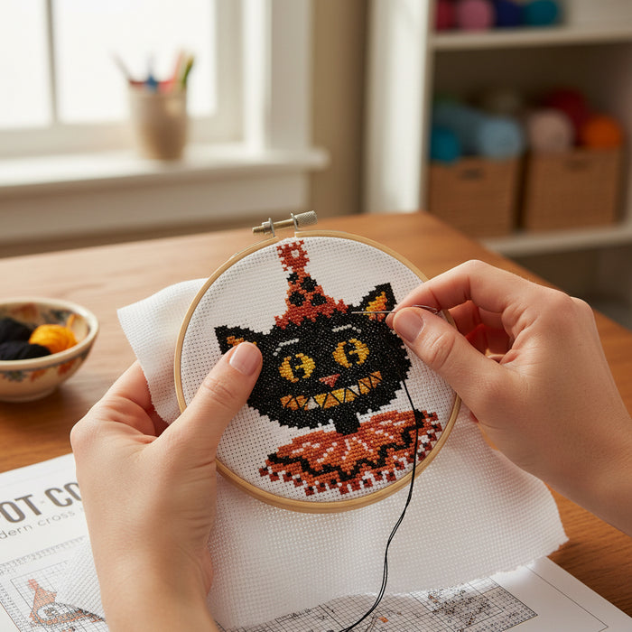 Black Cat Counted Cross Stitch Leaflet
