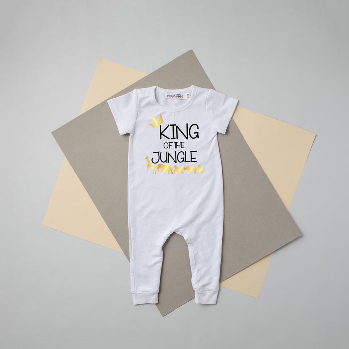 Black "King of the Jungle" Jungle Slim Fit First Birthday Romper