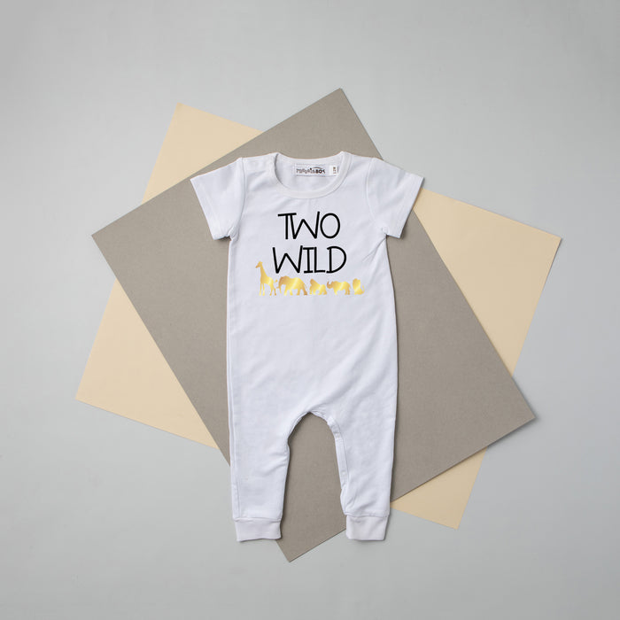 Black "Two WIld" Jungle Slim Fit Second Birthday Romper