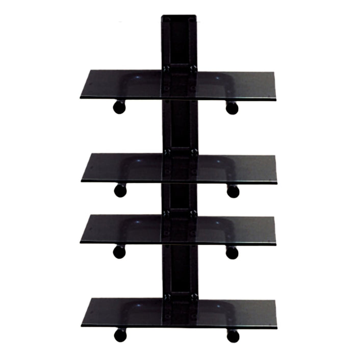 Black Wall Mount, 4 Shelf, Component Storage Unit, with Cable Management -Home Living Store - -