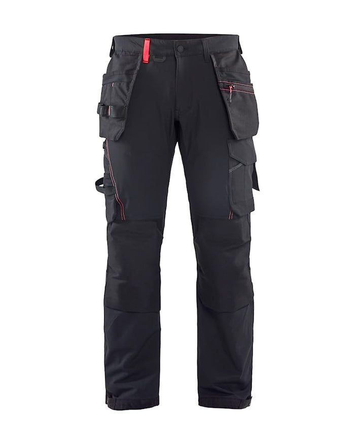 Blaklader Craftsman 4-Way Stretch Trousers - Black/Red