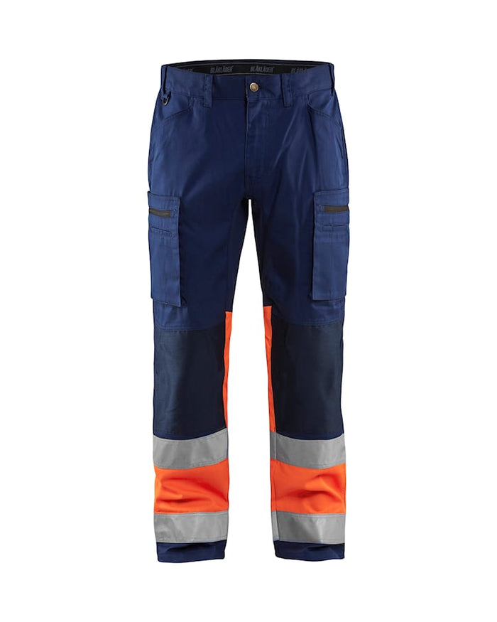 Blaklader Hi-Vis Trousers Stretch - Navy & Orange | 1551