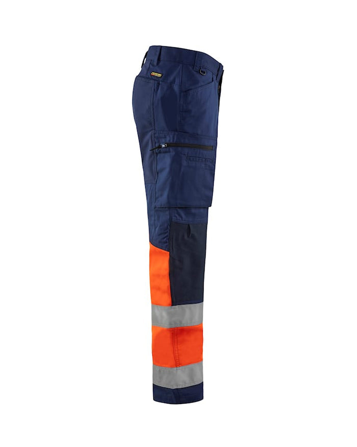 Blaklader Hi-Vis Trousers Stretch - Navy & Orange | 1551