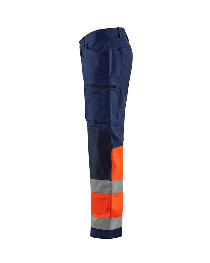 Blaklader Hi-Vis Trousers Stretch - Navy & Orange | 1551