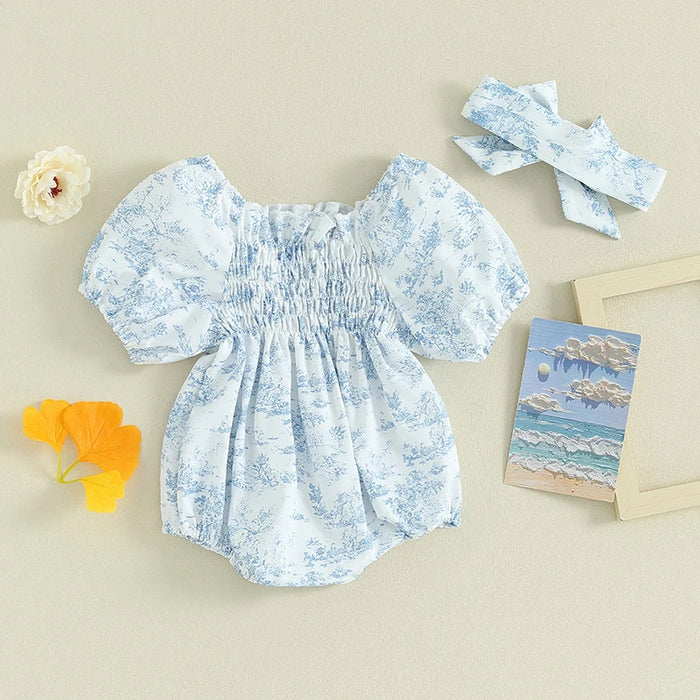 BLUE FIELDS Smocked Romper
