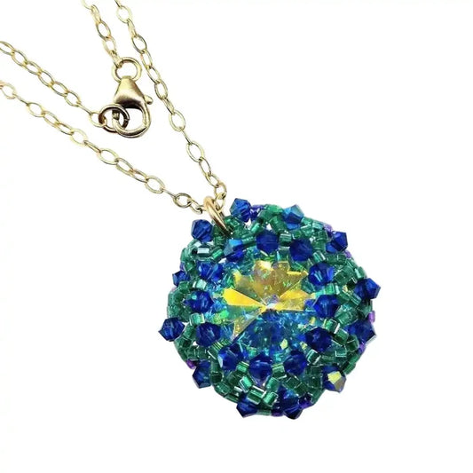AMD1092 Blue Green Beaded Super Sparkly Rivoli CrystalJewelryNecklace$ 97.00Alexa Martha Designs