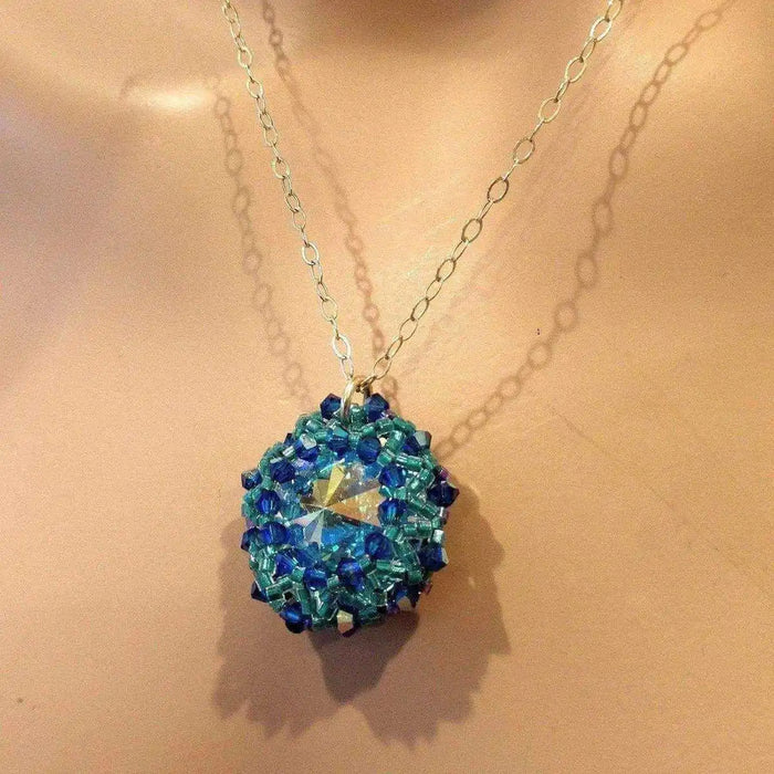 AMD1092 Blue Green Beaded Super Sparkly Rivoli CrystalJewelryNecklace$ 97.00Alexa Martha Designs