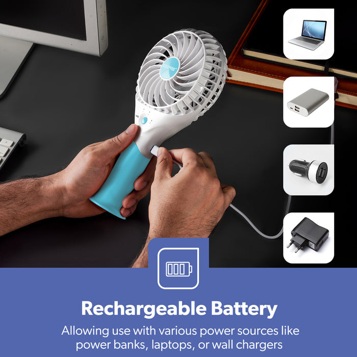 Blue Handheld Rechargeable Fan