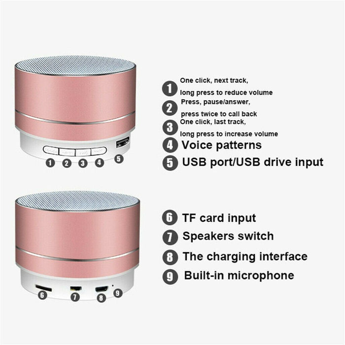 Bluetooth Speakers Portable Wireless Speaker Music Stereo Handsfree Rechargeable (Gold) -Home Living Store - -