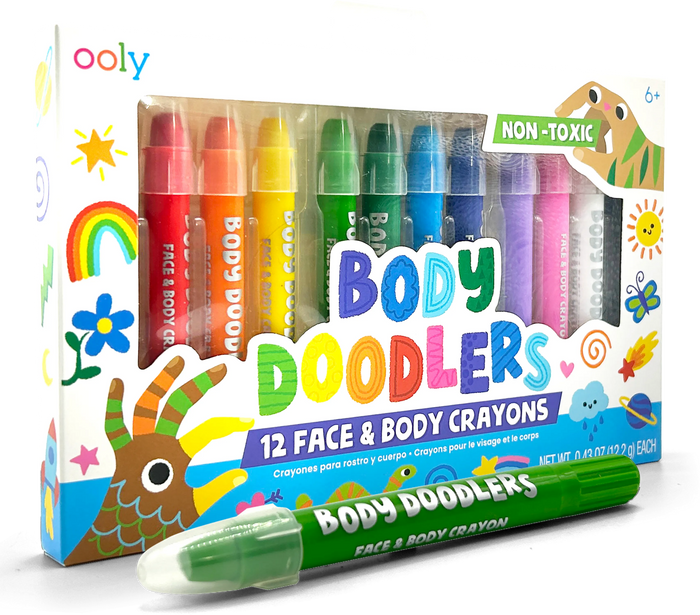 Quarter angle of packaging of OOLY Body Doodlers - Face & Body Crayons