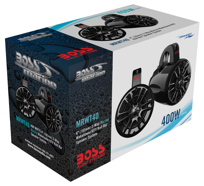 Boss Audio MRWT40 4" 2-Way 400 Watts Waketower Speakers Weather Proof