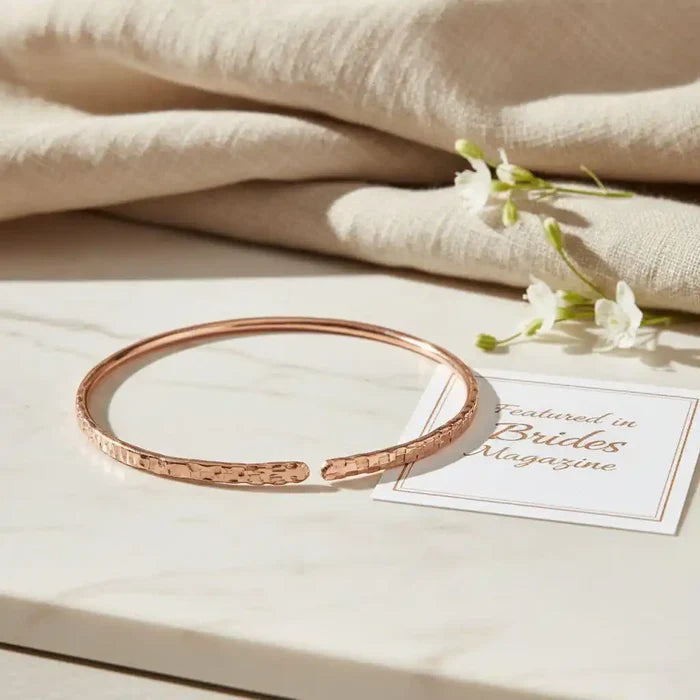 Brides Mag Featured Textured Copper Anniversary Bangle in 4 Sizes - Alexa Martha Designs