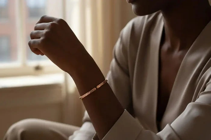 Brides Mag Featured Textured Copper Anniversary Bangle in 4 Sizes - Alexa Martha Designs