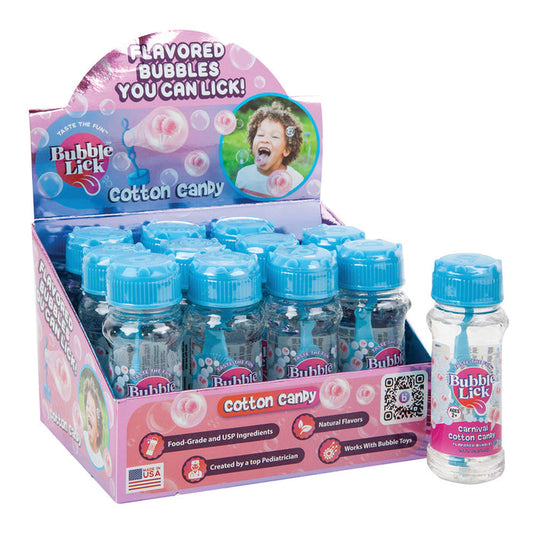 Bubblelick Cotton Candy Flavored Bubble Solution Bottles - 12 Count