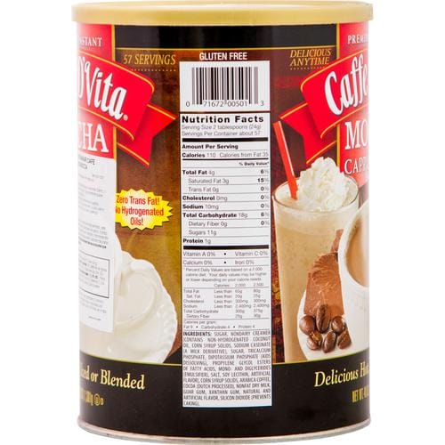 Caffe D'Vita Mocha Cappuccino Mix 48 oz Mocha Cappuccino is our original blend of rich chocolate and 100% premium Arabica coffee-501333 Hannah's Variety Store