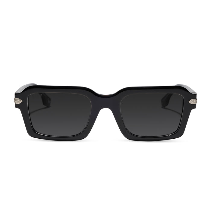 diff eyewear x stephen wilson jr. calico creek square prescription sunglasses with a black acetate frame front view