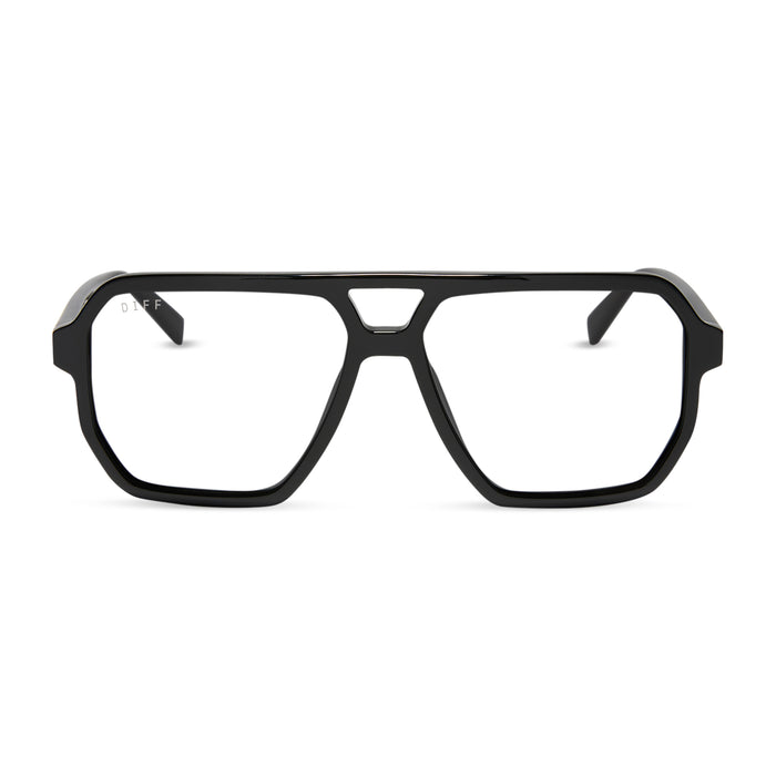 diff eyewear cameron navigator glasses with a black acetate frame front view