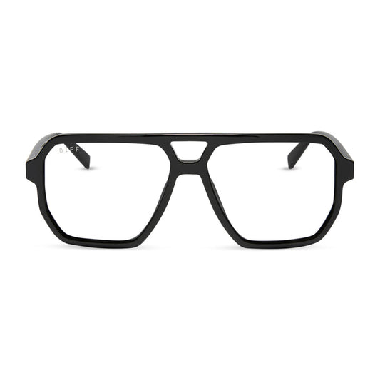 diff eyewear cameron navigator glasses with a black acetate frame front view