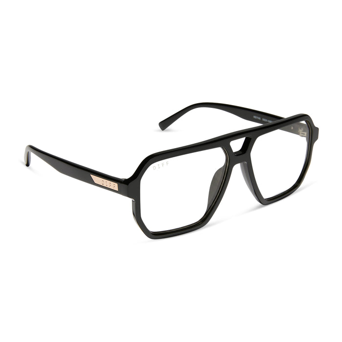diff eyewear cameron navigator glasses with a black acetate frame angled view