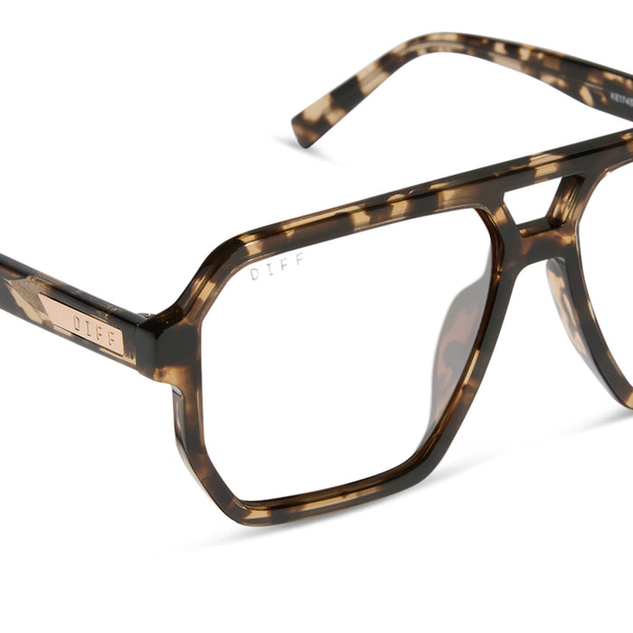 diff eyewear featuring the cameron navigator prescription glasses with a espresso tortoise acetate frame detailed view
