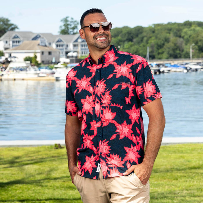 RSVLTS RSVLTS® RSVLTS Loyalty Program "Floral City #2 B (navy/red)" _ KUNUFLEX Short Sleeve Shirt  RSVLTS Loyalty Program "Floral City #2 B (navy/red)" _ KUNUFLEX Short Sleeve Shirt