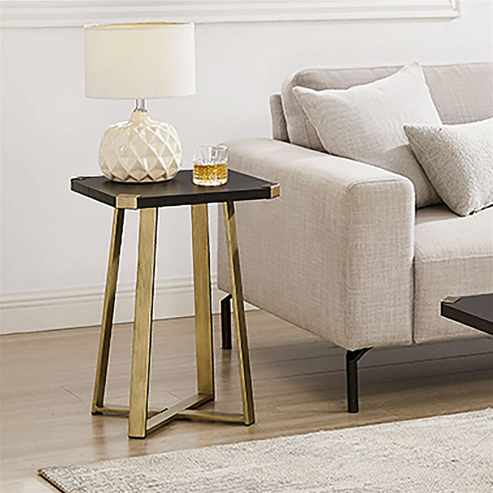 Capri Square End Table - Black Oak, Gold by Criterion™ -Home Living Store - -