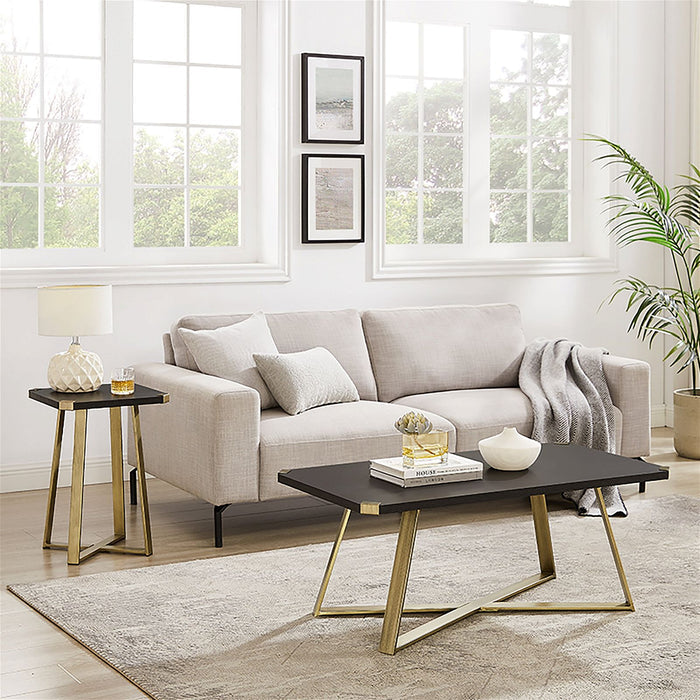 Capri Square End Table - Black Oak, Gold by Criterion™ -Home Living Store - -