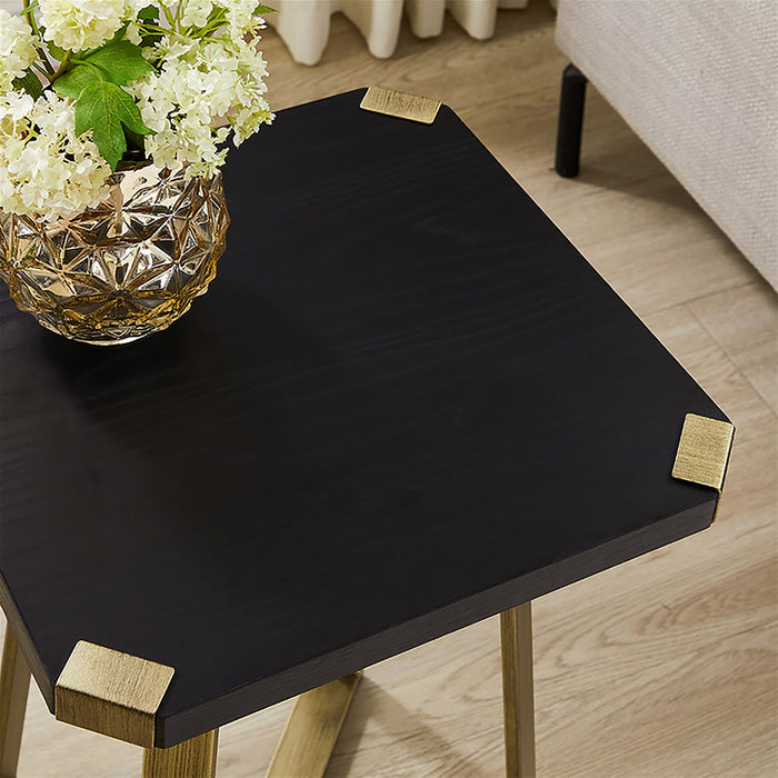 Capri Square End Table - Black Oak, Gold by Criterion™ -Home Living Store - -