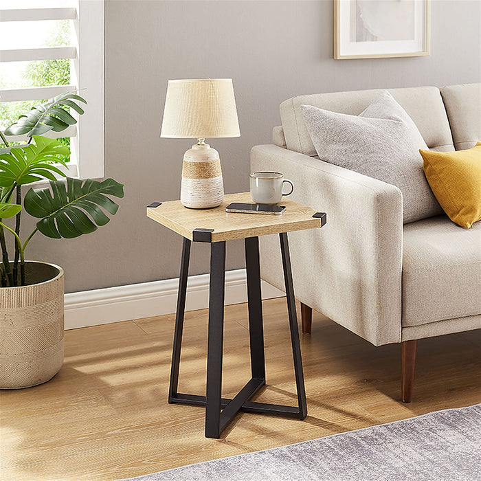 Capri Square End Table - Oak, Black by Criterion™ -Home Living Store - -