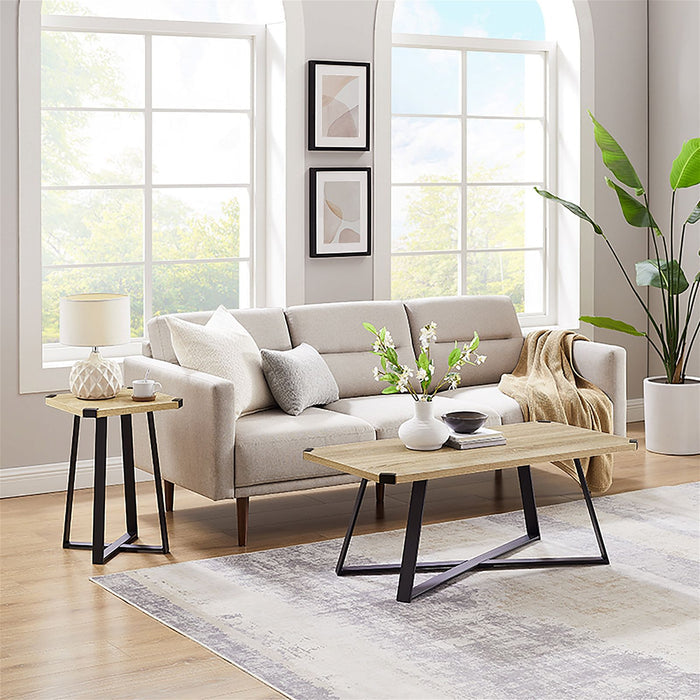 Capri Square End Table - Oak, Black by Criterion™ -Home Living Store - -