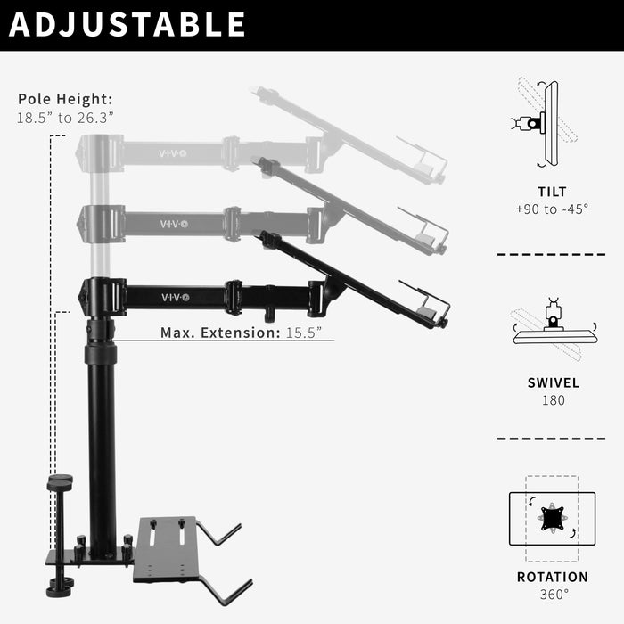Perfect for on-the-go use, this car laptop stand anchors to the seat bolts on the passenger side chair, providing a secure and sturdy workstation.